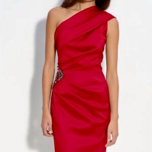 Eliza J Vibrant Red One-Shoulder Dress